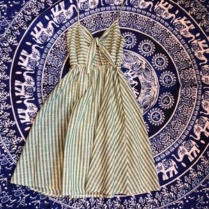 Green and white striped dress